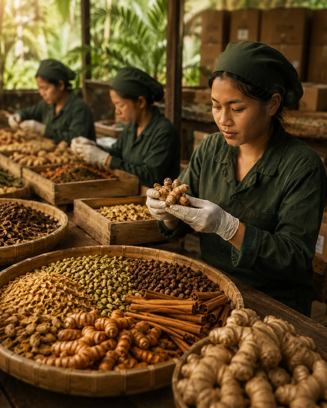 Indonesia Origins team sorting products for sourcing and shipment