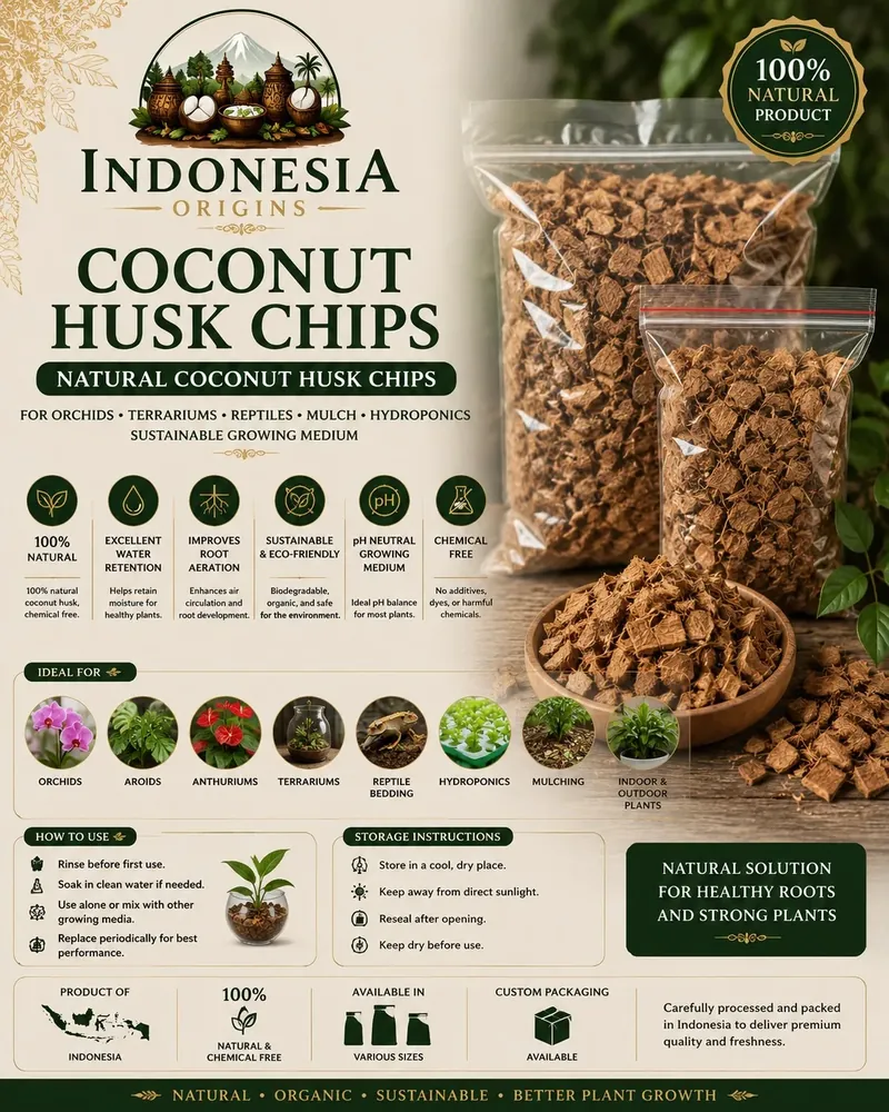 Natural Coconut Husk Chips — Indonesia Origins product