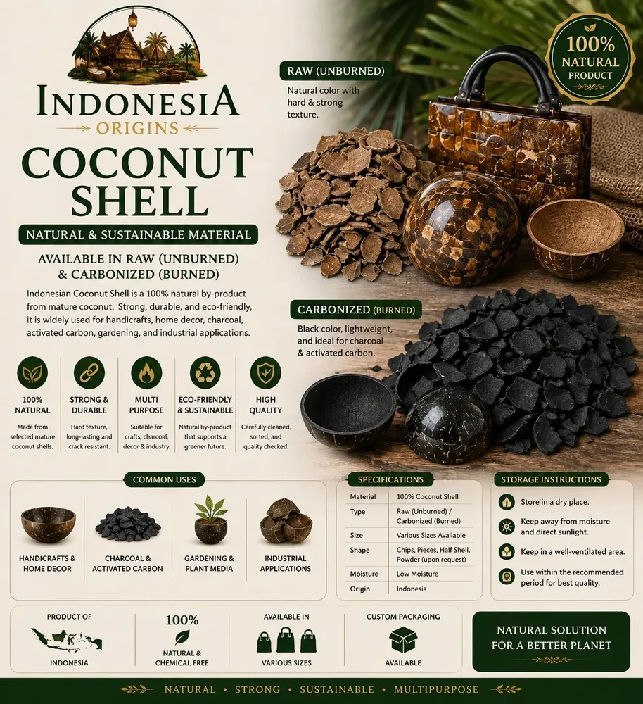 Coconut Shell — Raw & Carbonized — Indonesia Origins product